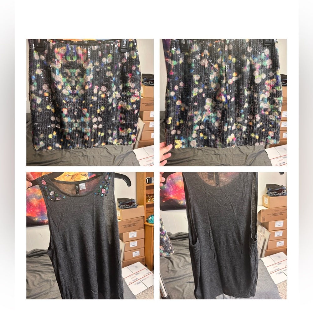 Women’s Sequin Skirt and Jeweled tank top size 8